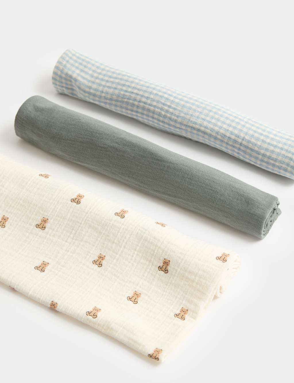 M&S Boys 3 Pack Pure Cotton Muslin Squares - Cream Mix