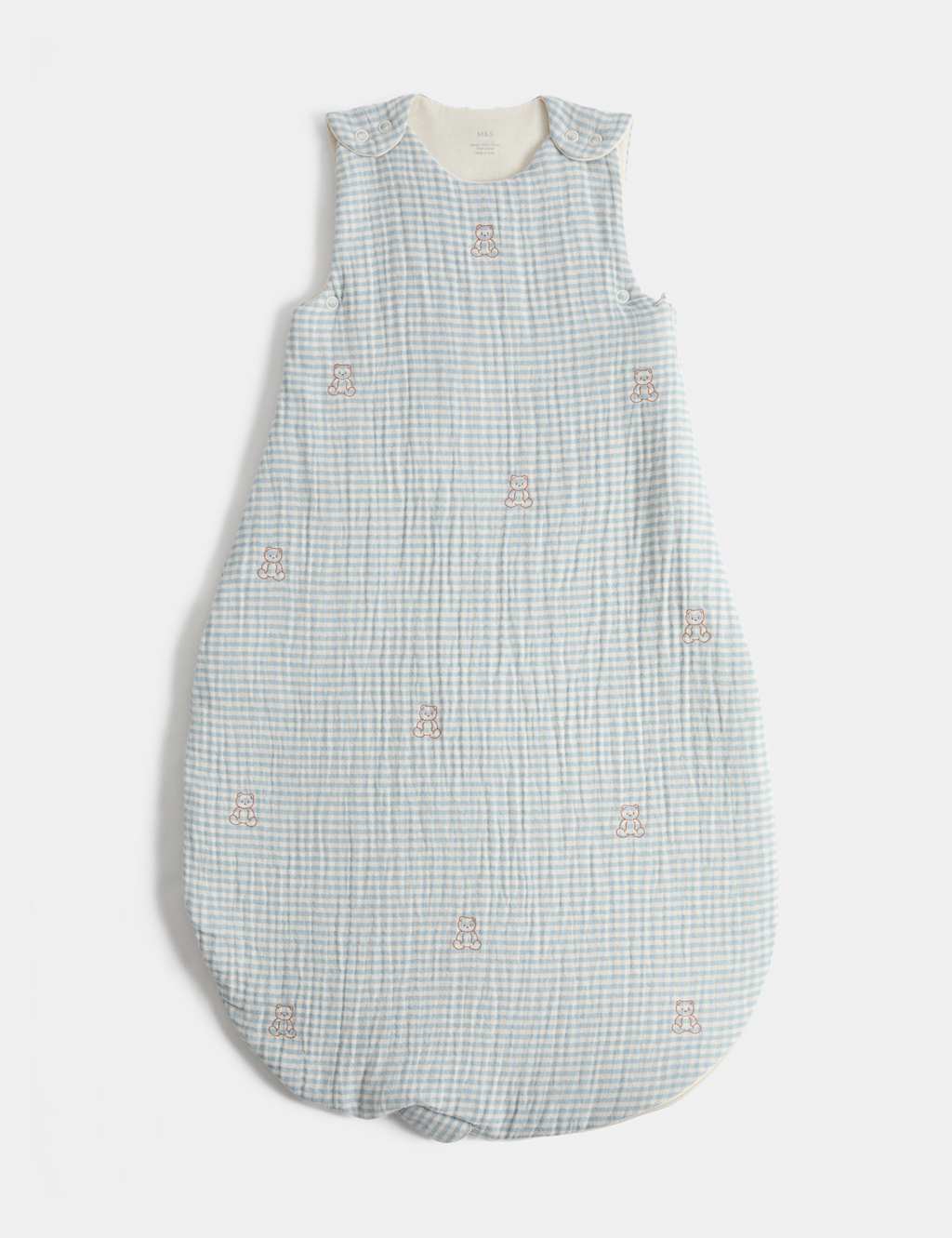 M&S Pure Cotton Gingham 2.5 Tog Baby Sleeping Bag (0-3 Yrs) - 18-36 Months - Cream Mix