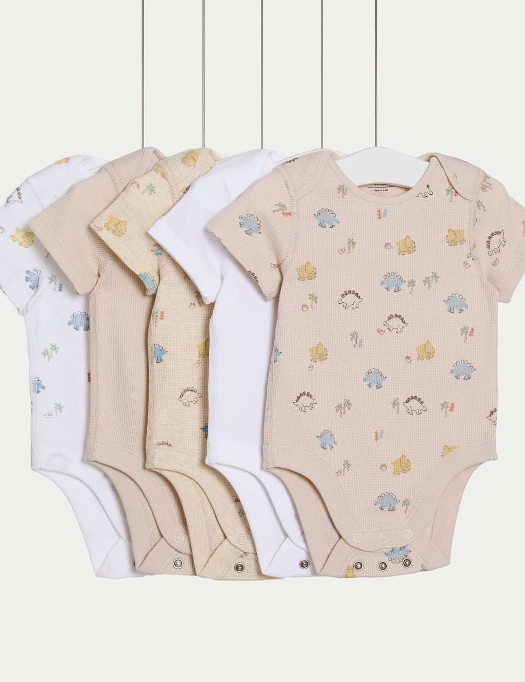 5pk Pure Cotton Dinosaur Bodysuits (6½lbs-3 Yrs)