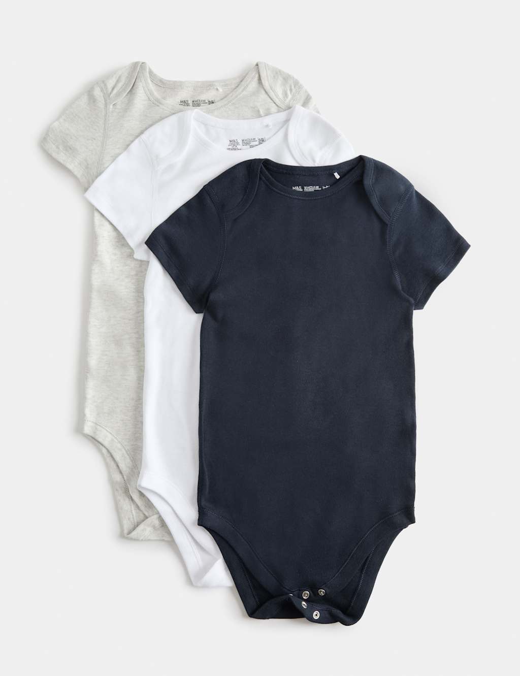 M&S Kids 3 Pack Adaptive Pure Cotton Bodysuits (3-16 Yrs) - 13-14 Years - Grey Mix