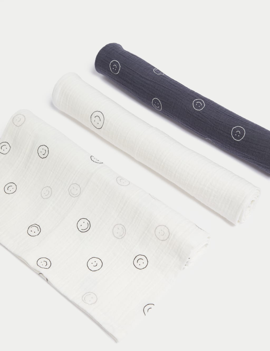 3pk Pure Cotton Happy Face Muslins
