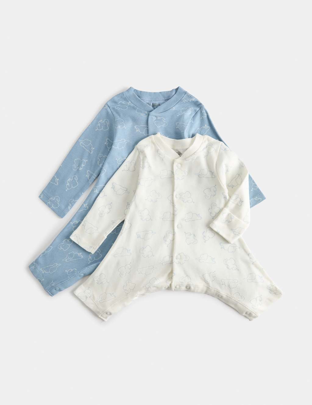 M&S Kids 2 Pack Hip Dysplasia Sleepsuits (7lbs-1 Yrs) - 1 Months - Blue Mix