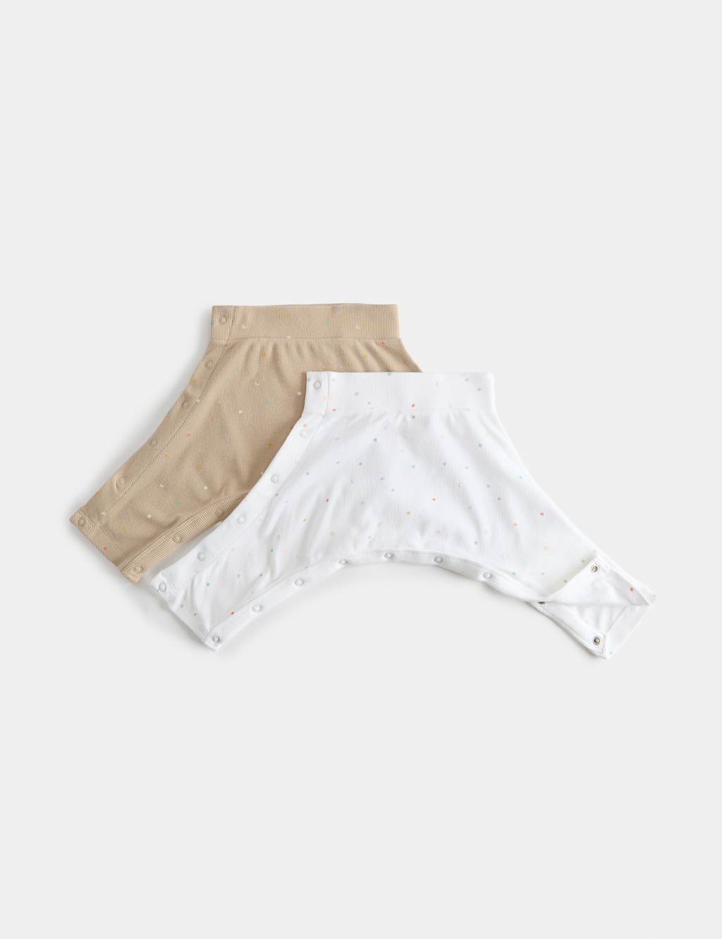 M&S Kids 2 Pack Hip Dysplasia Cotton Rich Stars Joggers (7lbs-1 Yrs) - Newborn - Oatmeal Mix