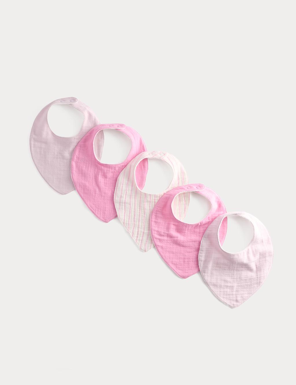 M&S 3 Pack Pure Cotton Bibs Lilac