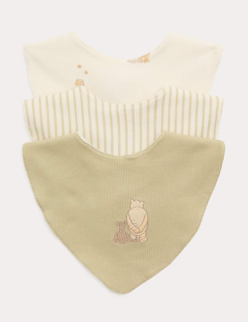 M&S Kids 3 Pack Cotton Rich Winnie The Pooh Dribble Bibs - Cream Mix