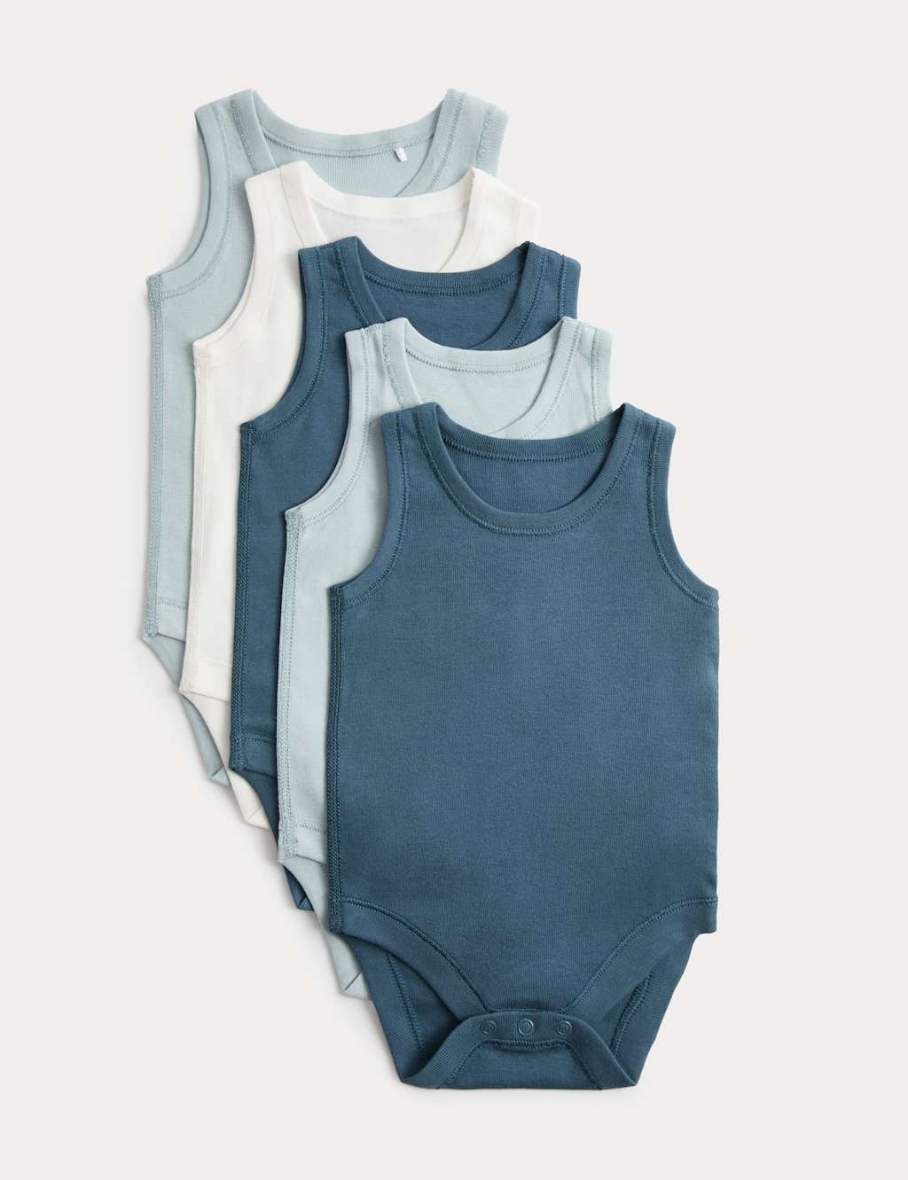 M&S Kids 5 Pack Pure Cotton Bodysuits (7lbs - 3 Yrs) - Newborn - Blue