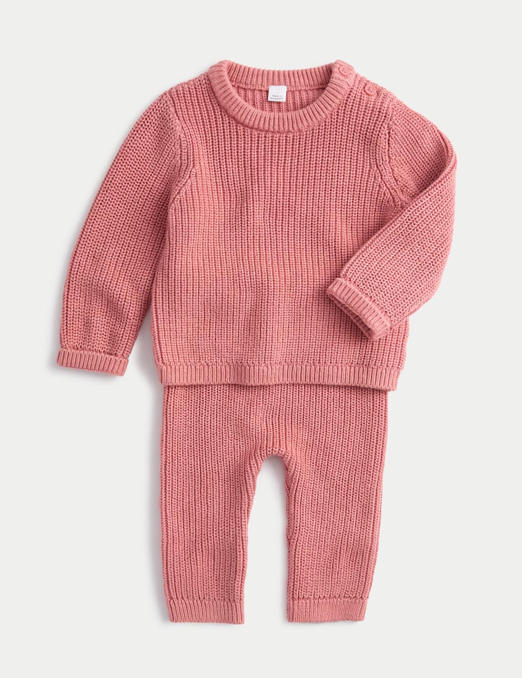 M&S 2pc Pure Cotton Striped Knitted Outfit (0-2 Yrs) Sun Bronze