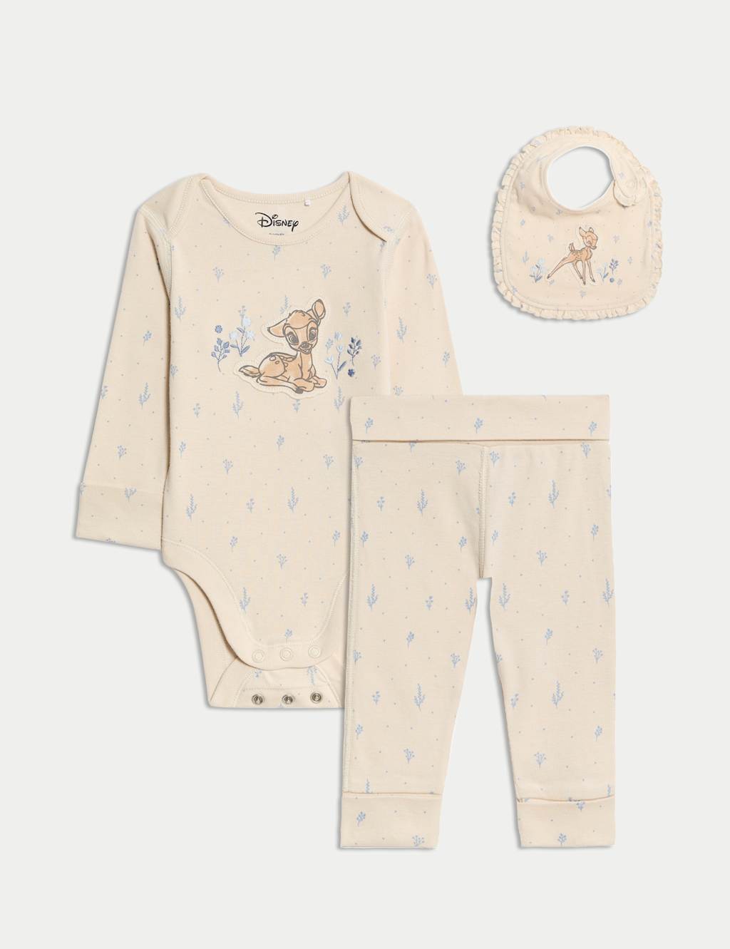 3pc Pure Cotton Bambi™ Outfit and Bib (7lbs-9 Mths)