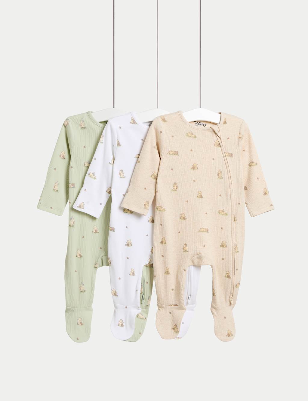 3pk Winnie the Pooh™ Zip Sleepsuits (7lbs-3 Yrs)