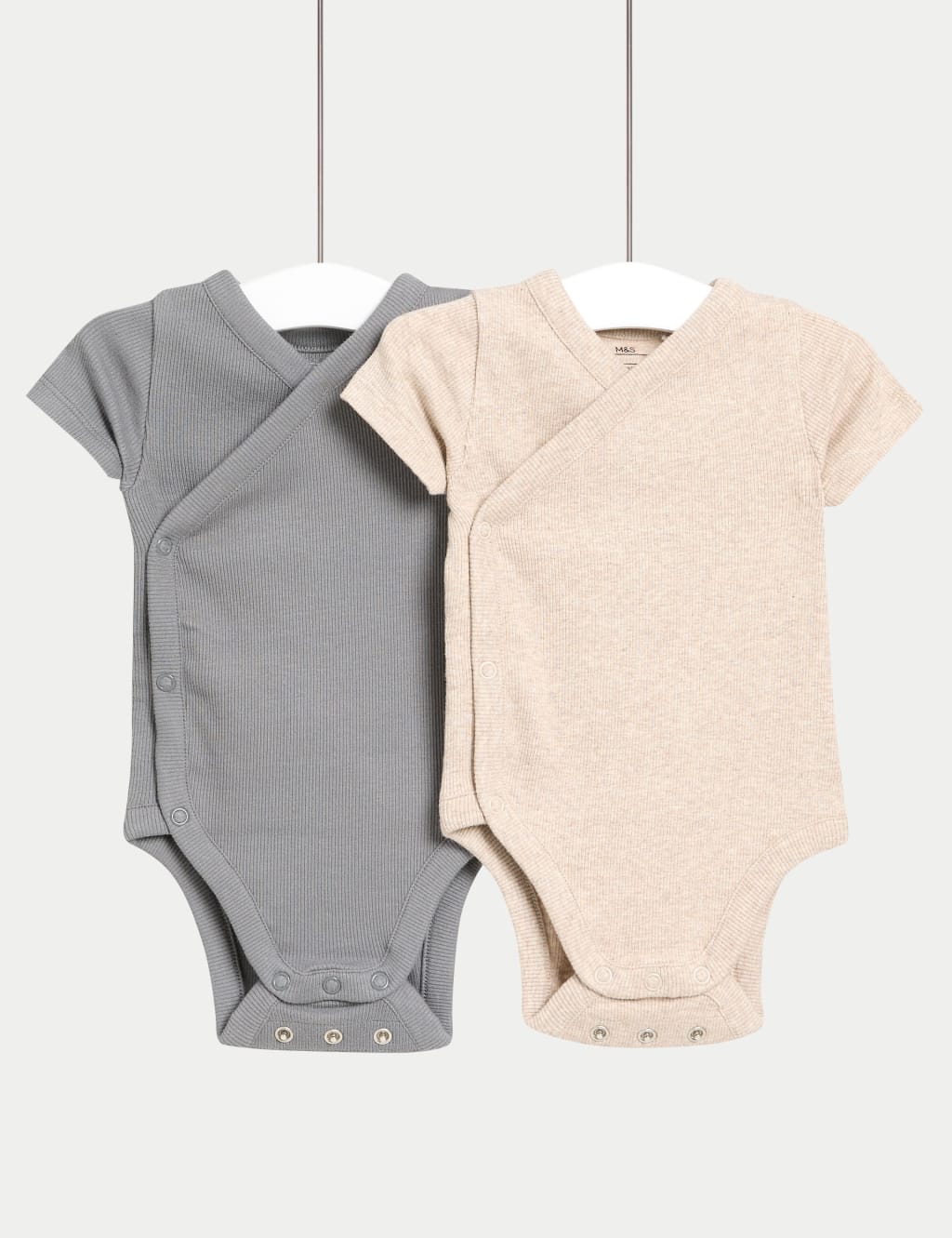2pk Cotton Rich Ribbed Cross Over Bodysuits (0-3 Yrs)