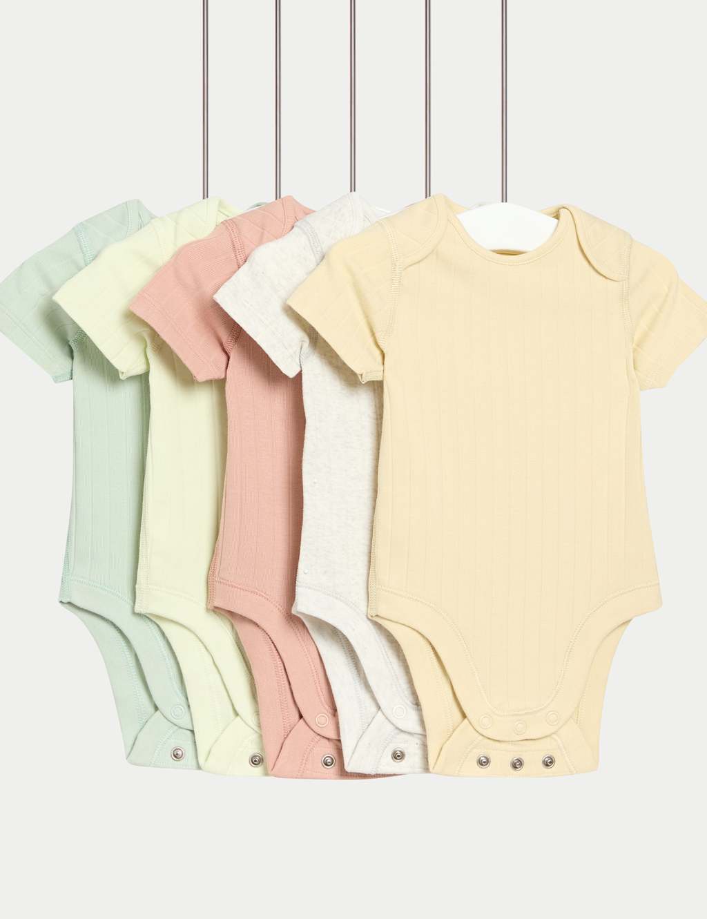 5pk Cotton Rich Plain Ribbed Bodysuits (6½lbs-3 Yrs)