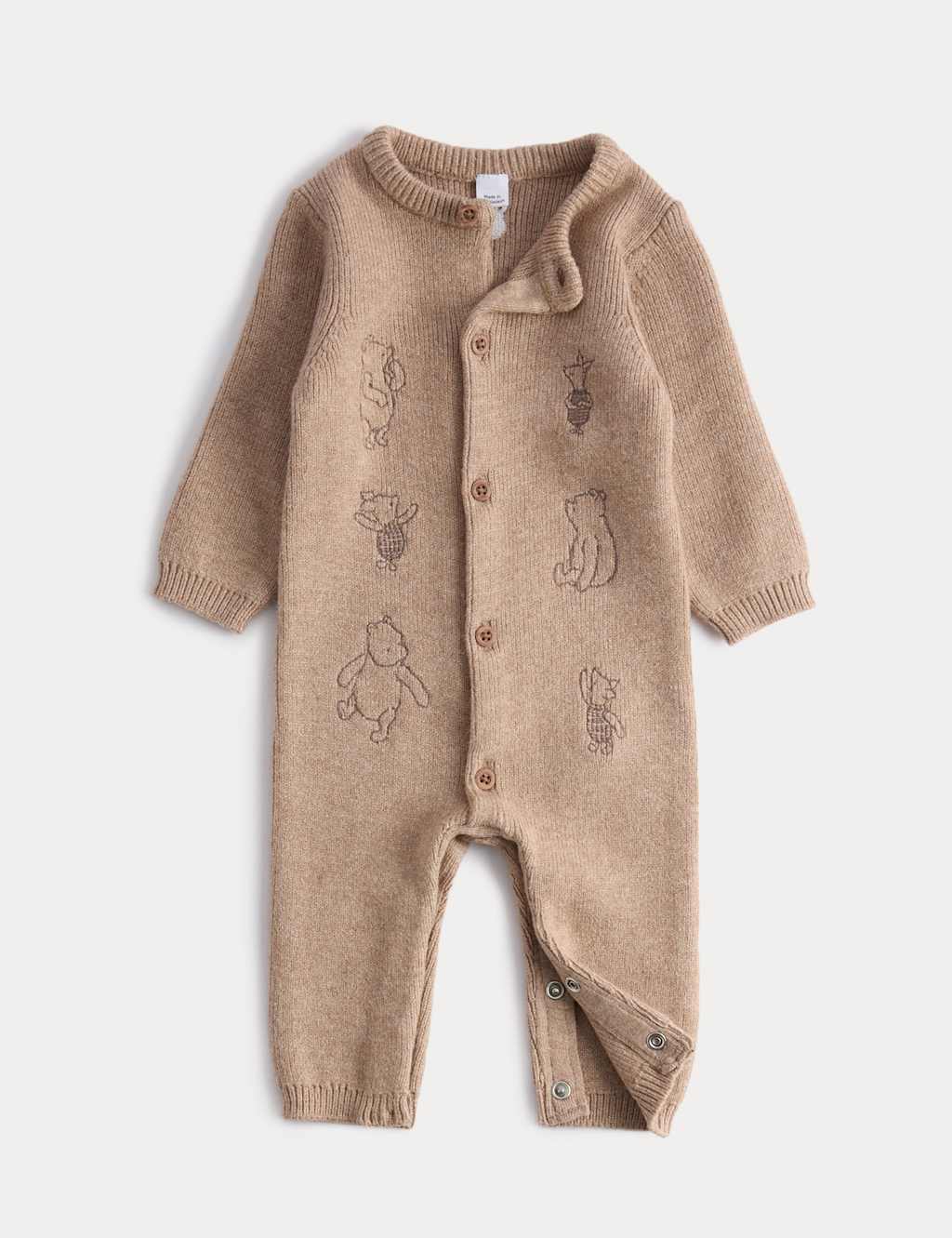M&S Winnie the Pooh Knitted All in One (0-12 Mths) Stone