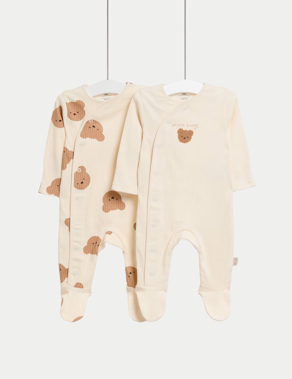 2pk Bear Print Sleepsuits (6½lbs-3 Yrs)