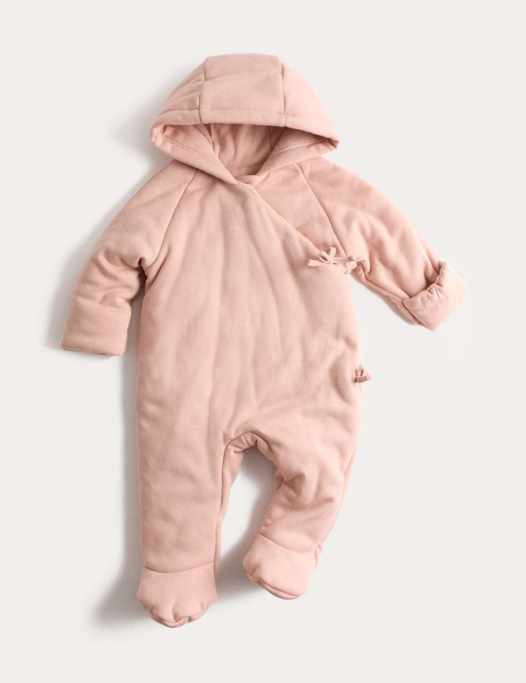M&S Cotton Rich Hooded Wrap Pramsuit (0-12 Mths) Sandstone