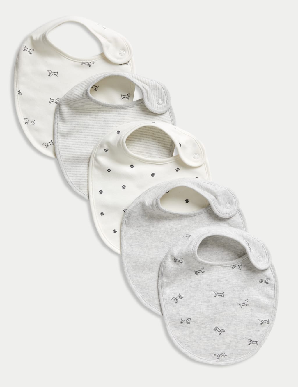 5pk Pure Cotton Dog Print Bibs