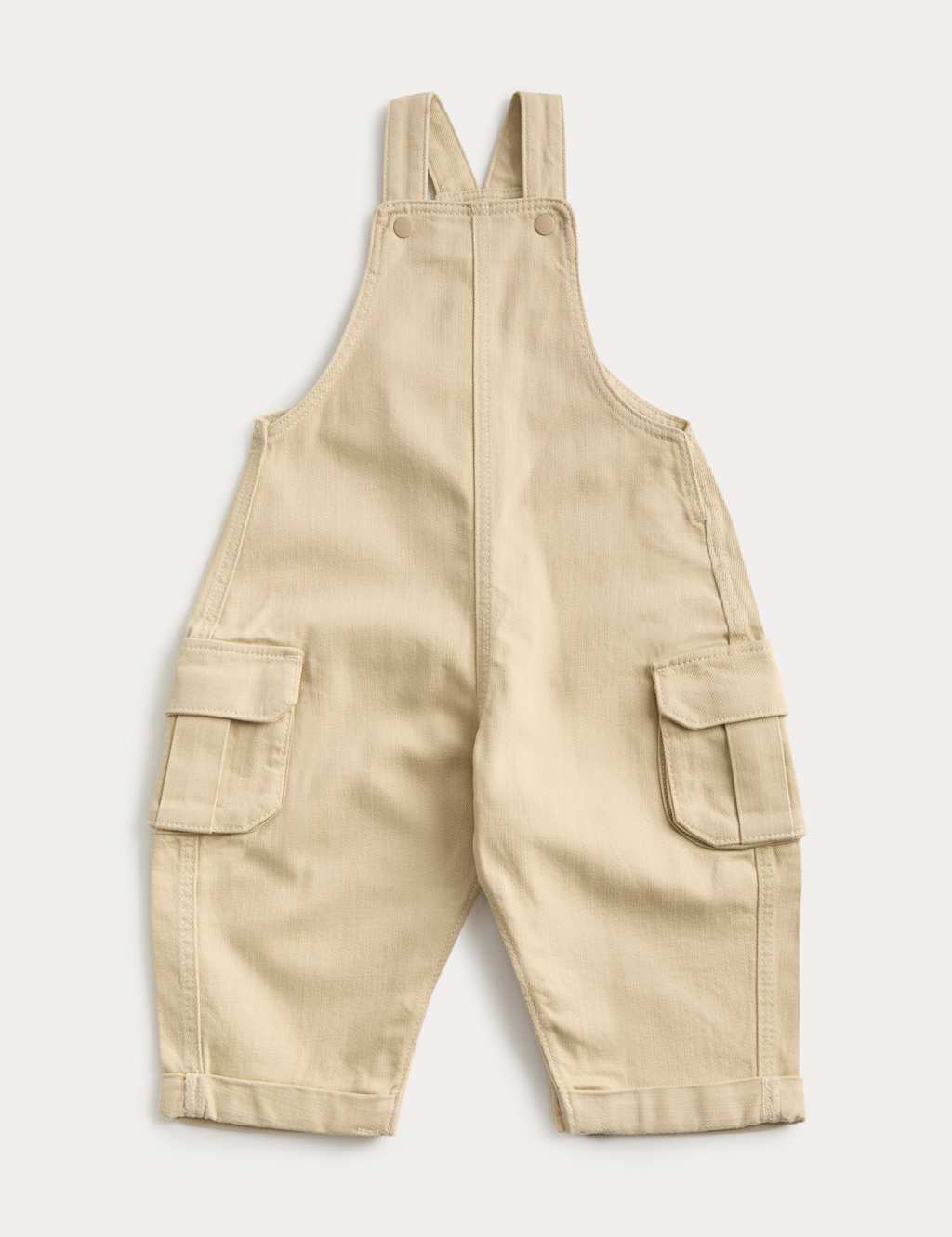 M&S Kids Cotton Rich Twill Dungarees (0-3 Yrs) - 2-3 Years - Antique Cream