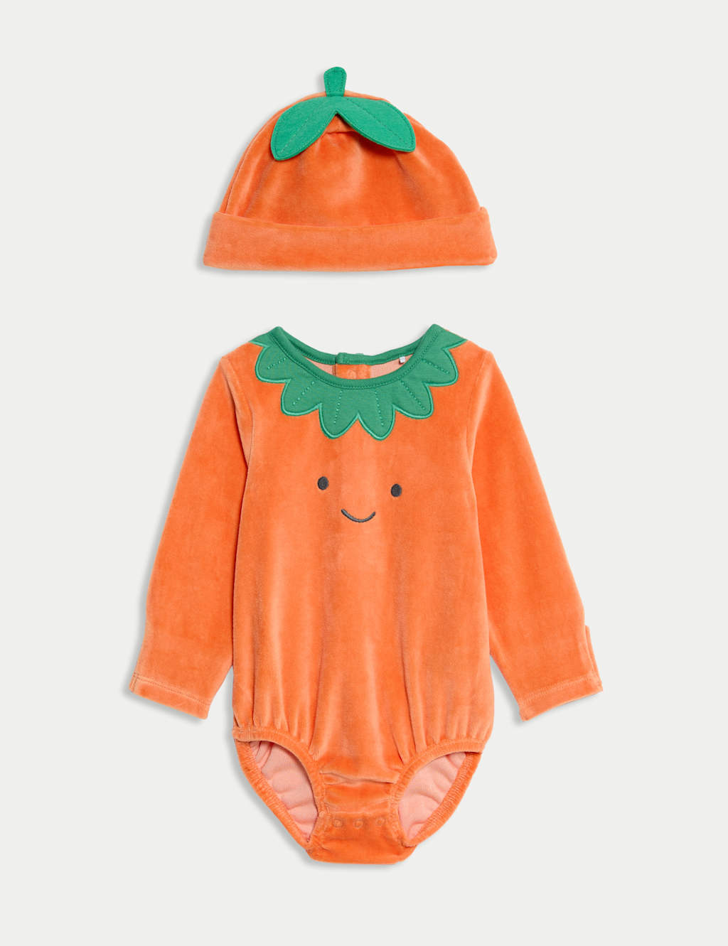 M&S 2pc Cotton Rich Halloween Pumpkin Outfit (0-24 Mths) Orange Mix