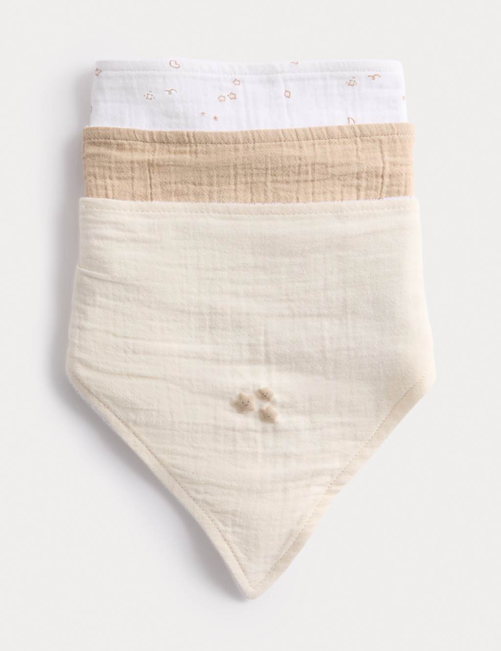 M&S 3 Pack Cotton Rich Patterned Bibs White