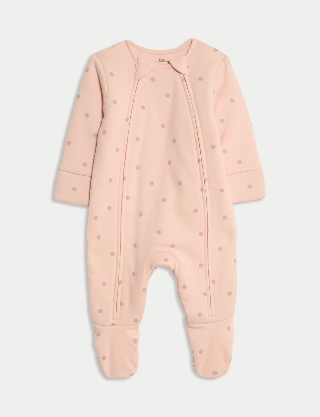 Pure Cotton 2.5 Tog Double Zip Sleepsuit (0-12 Mths) Pink Mix