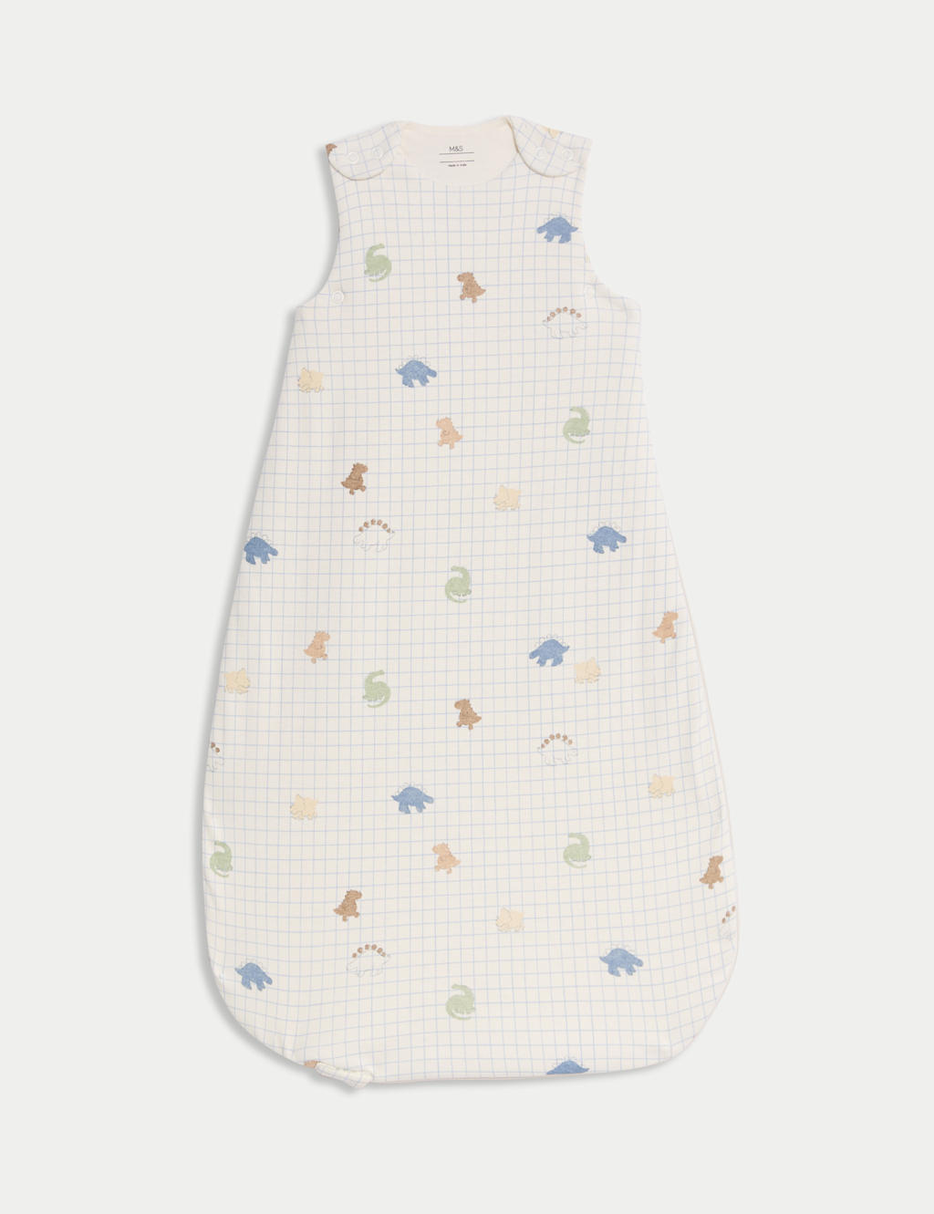 M&S Pure Cotton 2.5 Tog Dinosaur Sleeping Bag (0-36 Mths) Ivory Mix