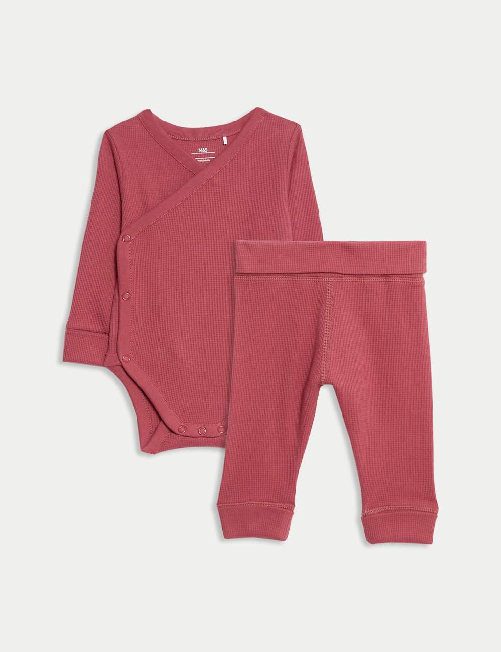 M&S 2pc Pure Cotton Grow with Me Outfit (0-3 Yrs) Berry