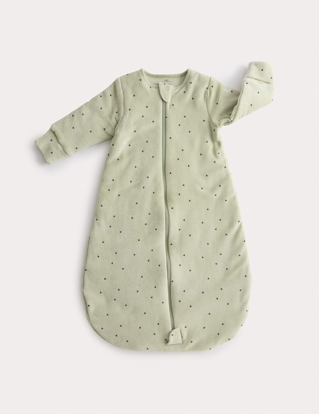 M&S Kids Velour Geometric 2.5 Tog Sleeping Bag (0-36 Mths) - 18-36 Months - Sand Mix