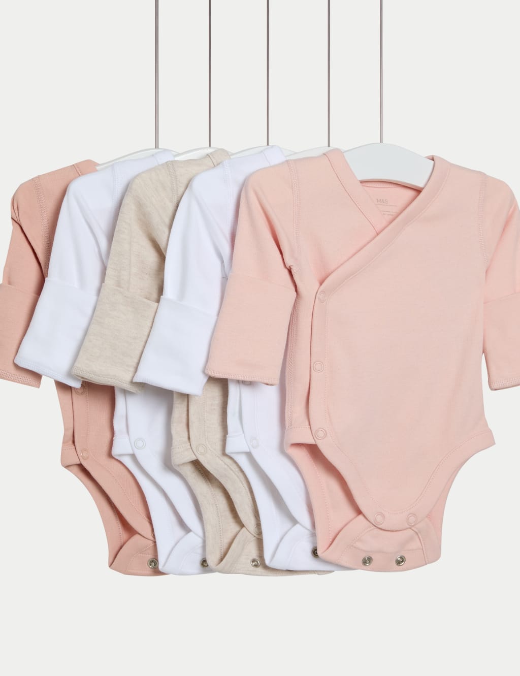 5pk Pure Cotton Crossover Bodysuits (6lbs-3 Yrs)