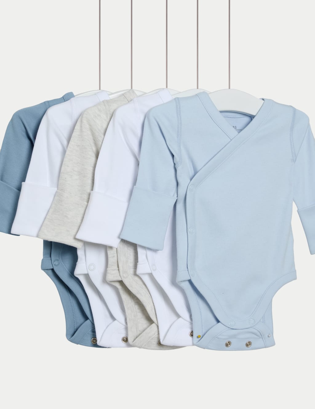 5pk Pure Cotton Crossover Bodysuits (6lbs-3 Yrs)