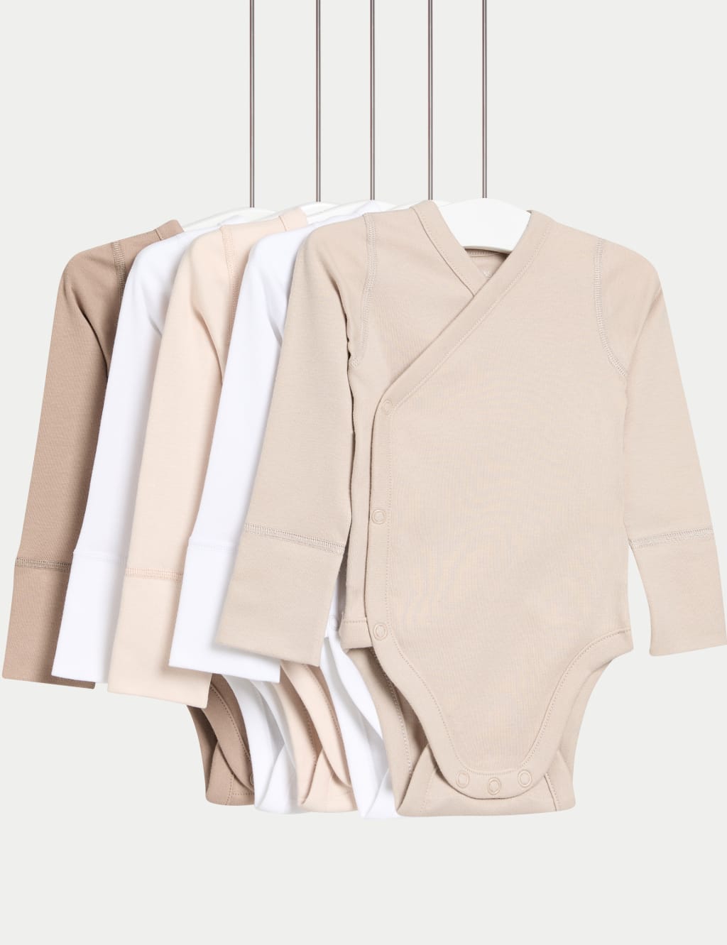 5pk Pure Cotton Crossover Bodysuits (6lbs-3 Yrs)
