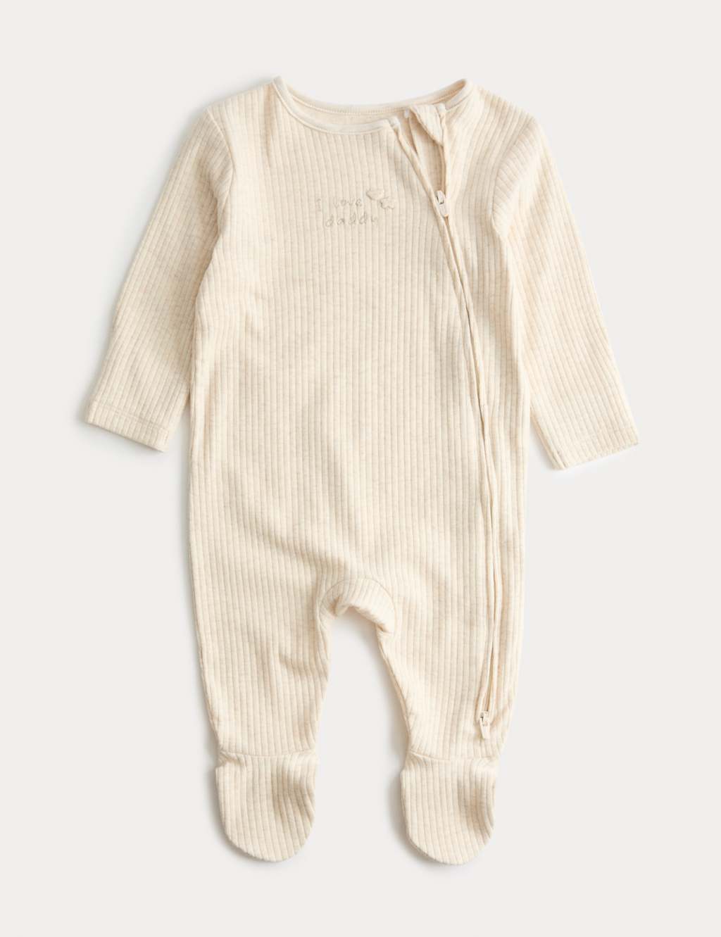 M&S Kids Cotton Rich I Love Daddy Sleepsuit (7lbs-1 Yrs) - 0-3 Months - White
