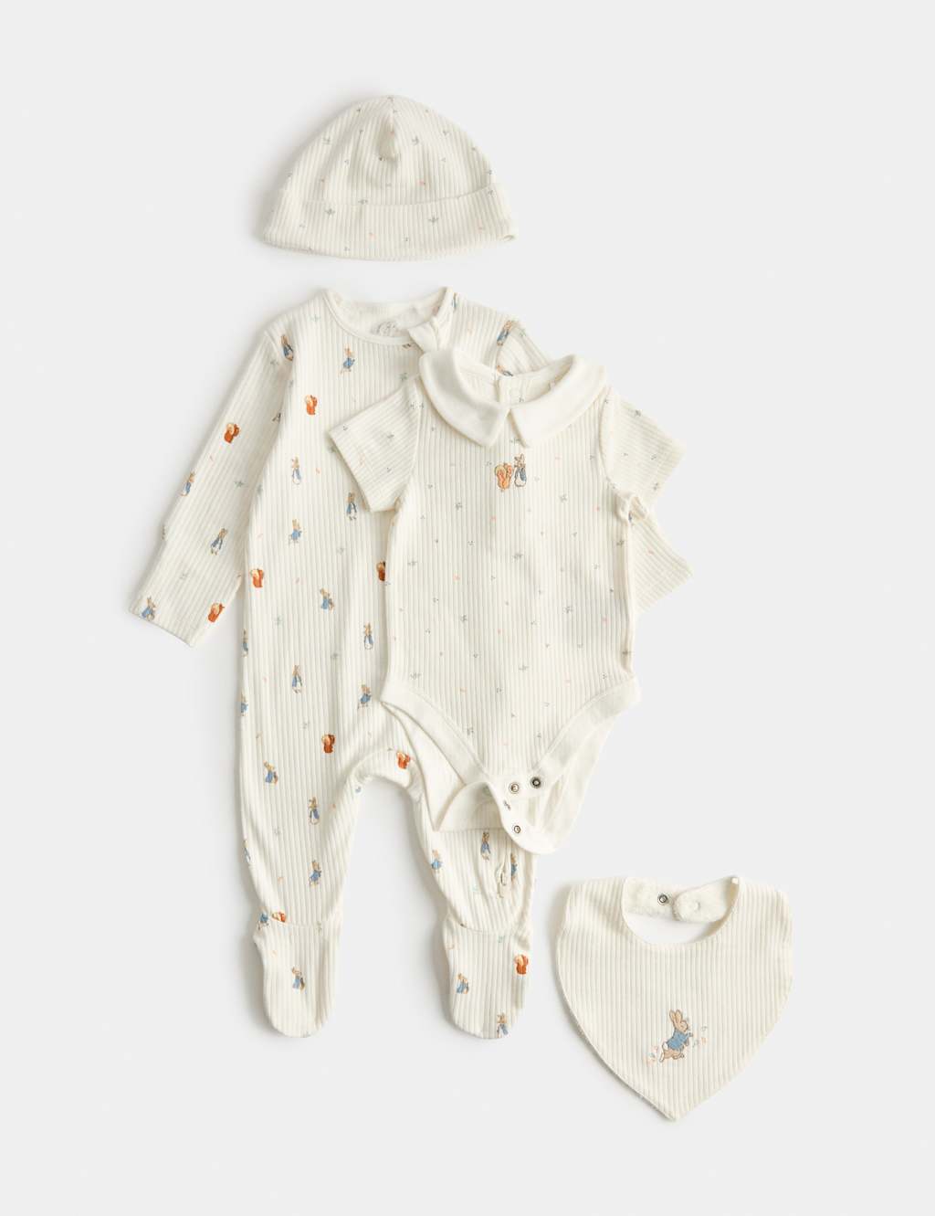 M&S Kids 4 Piece Cotton Rich Peter Rabbit Starter Set (Newborn-9 Mths) - Newborn - Light Cream