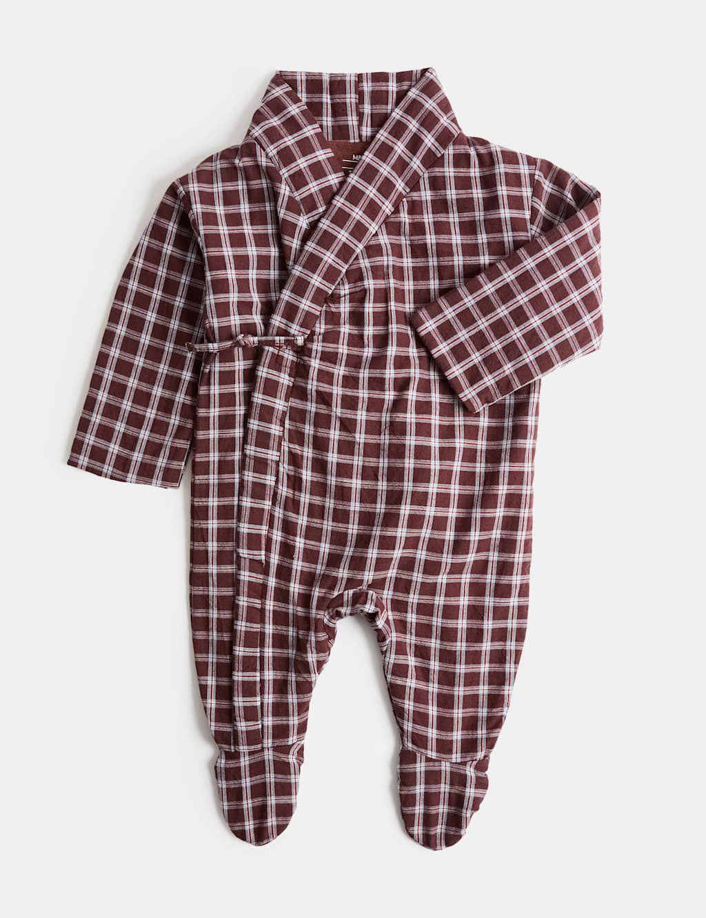 M&S Kids Checked Pramsuit (0-12 Mths) - 1 Months - Red Mix