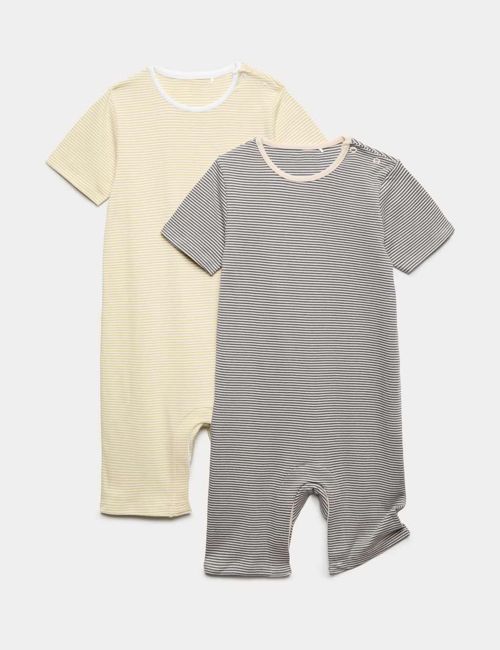 Image of M&S 2 Pack Adaptive Pure Cotton Standard Opening Rompers (3-16 Yrs) Camomile