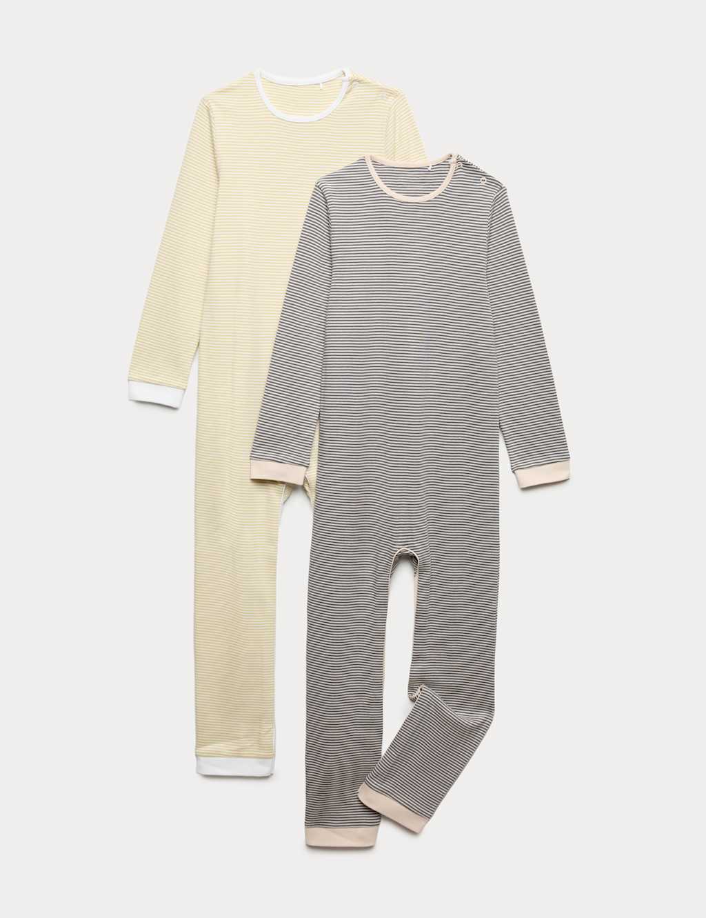 Image of M&S 2 Pack Adaptive Pure Cotton Sleepsuits (3-16 Yrs) Camomile