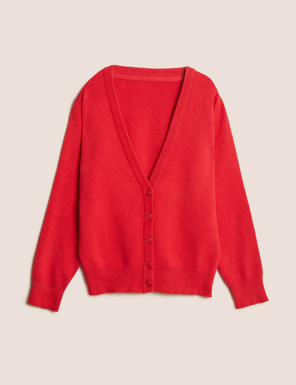 M&S School Girls' Cotton Rich StayNew Cardigan (3-18 Yrs) Red