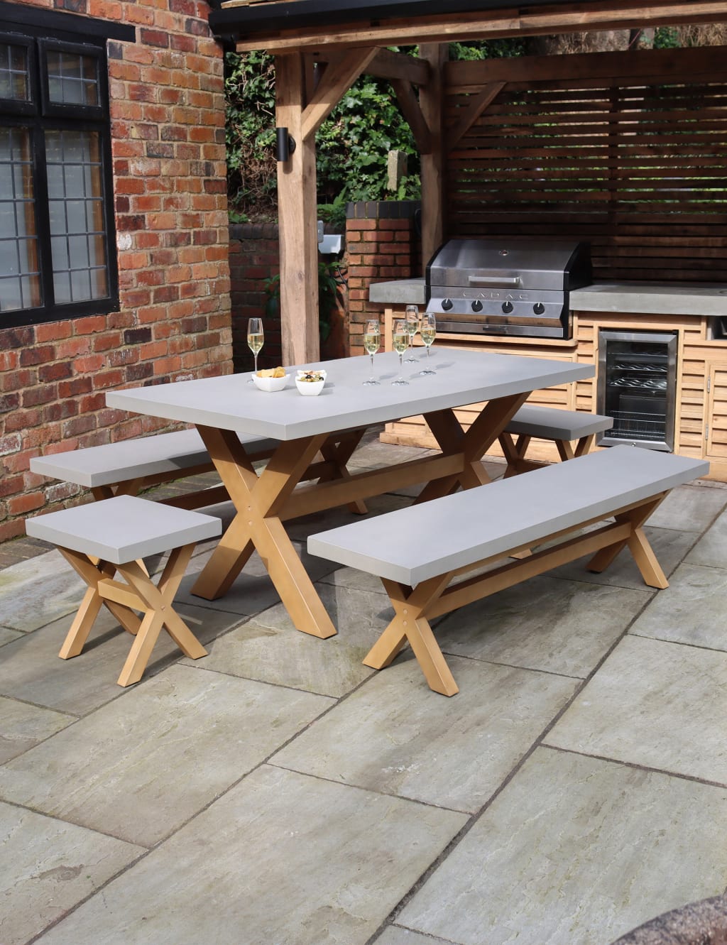 Luna Garden Dining Table & Bench Set