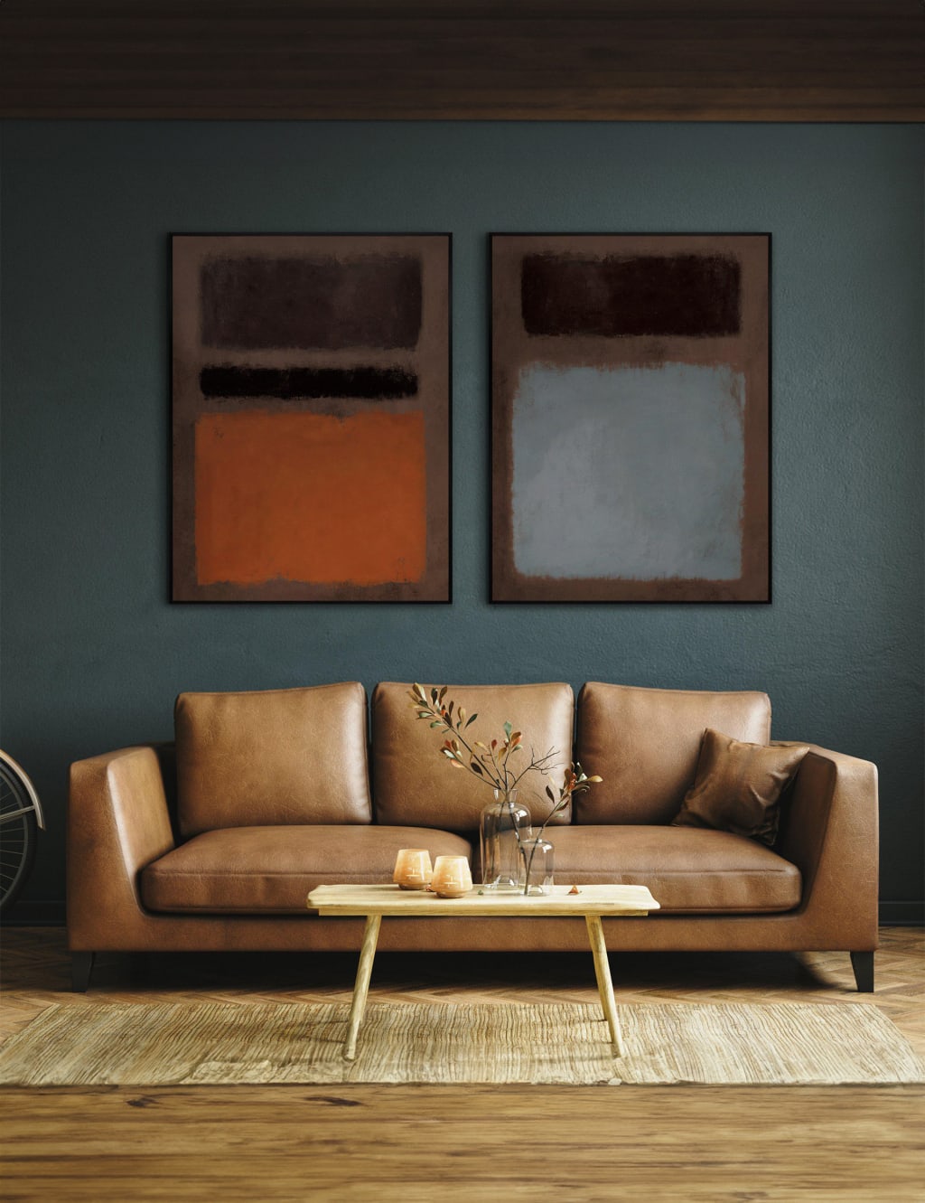 Gallery Direct Set of 2 Reflecting Rectangle Framed Art Black