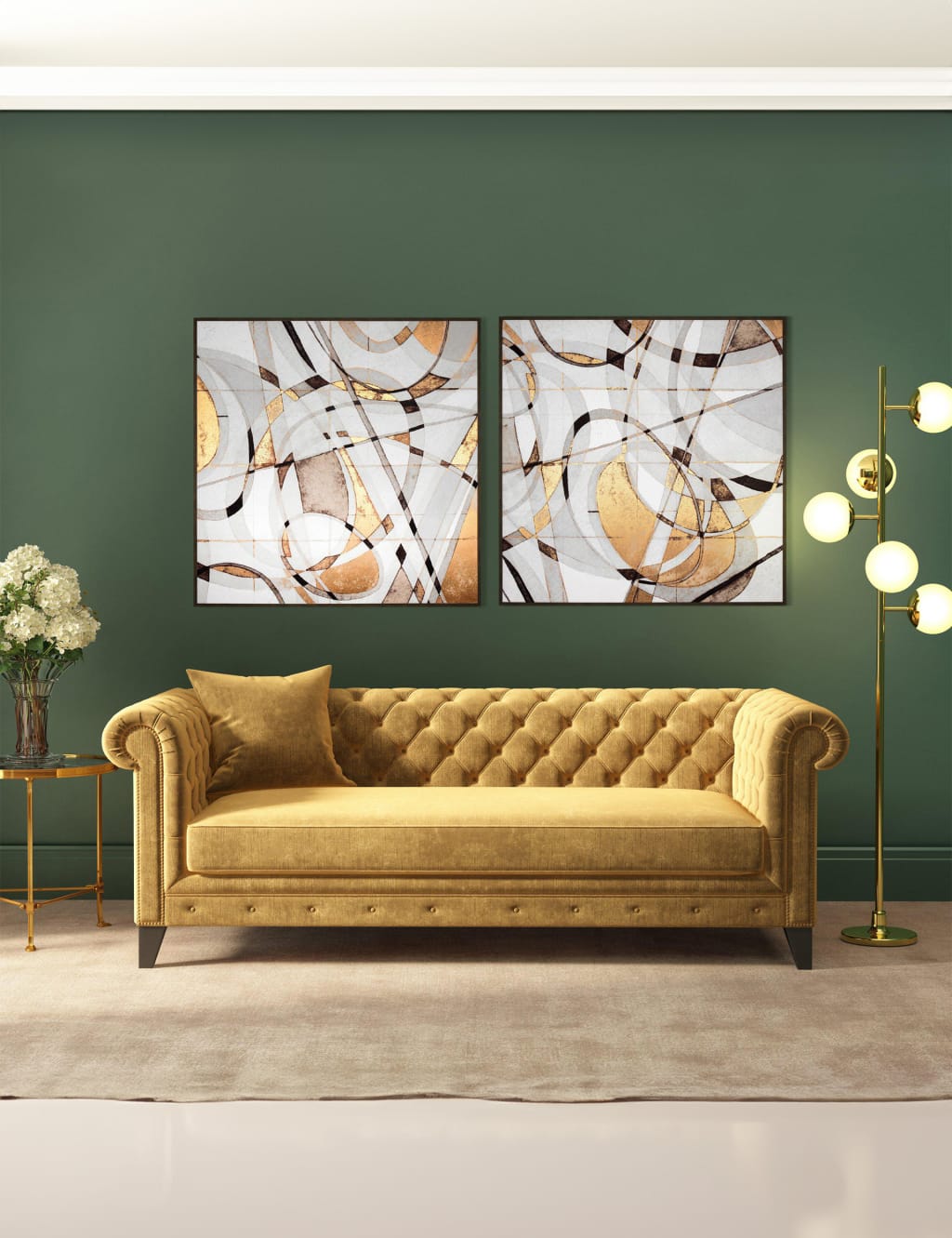 Gallery Direct Set of 2 Kaleidoscope Square Framed Art Brown