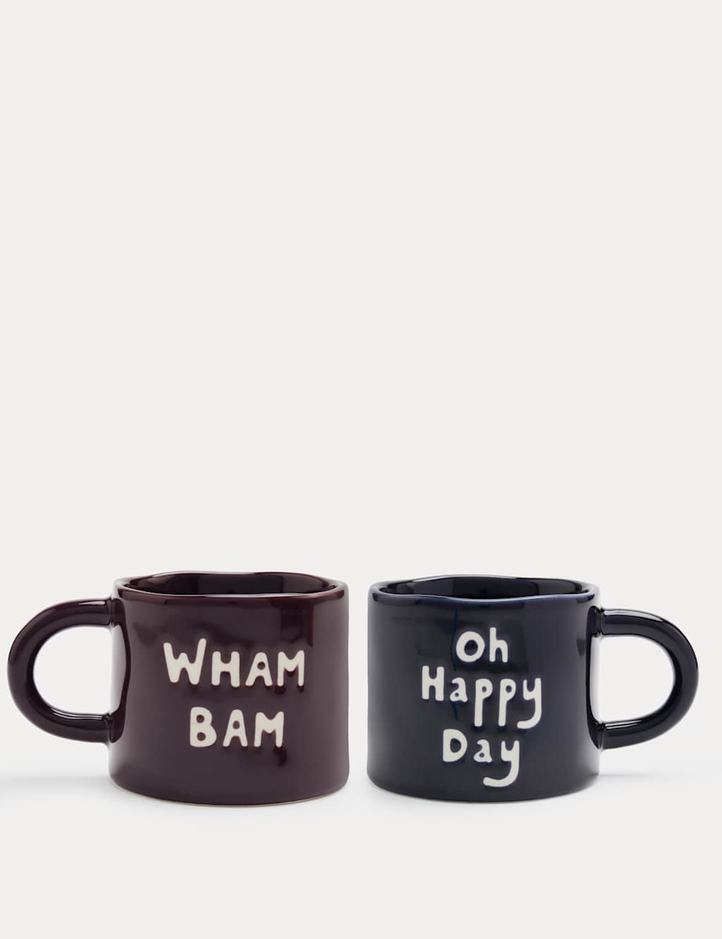 M&S x Bella Freud Set of 2 Slogan Mugs Navy