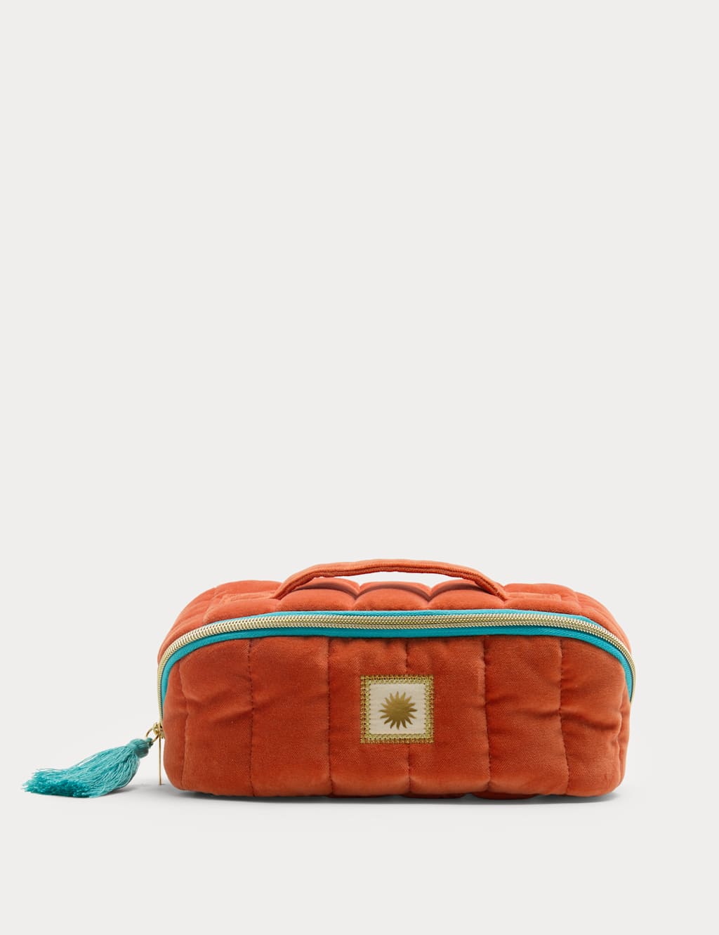 M&S Women's Velvet Wide Opening Make Up Bag - Light Orange