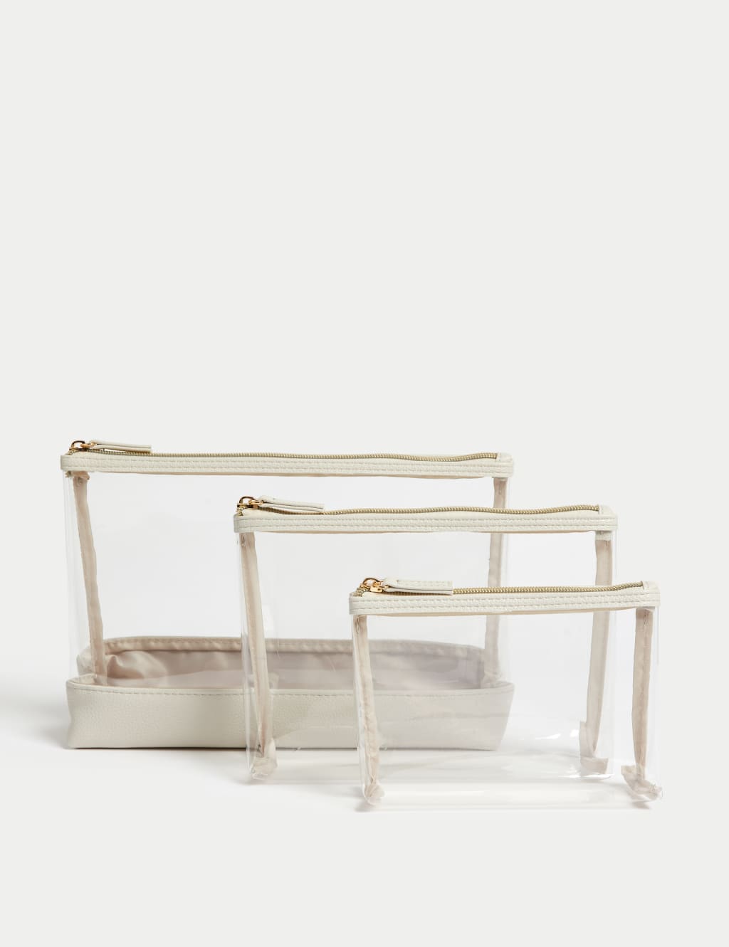 3 Piece Clear Makeup Bag Set