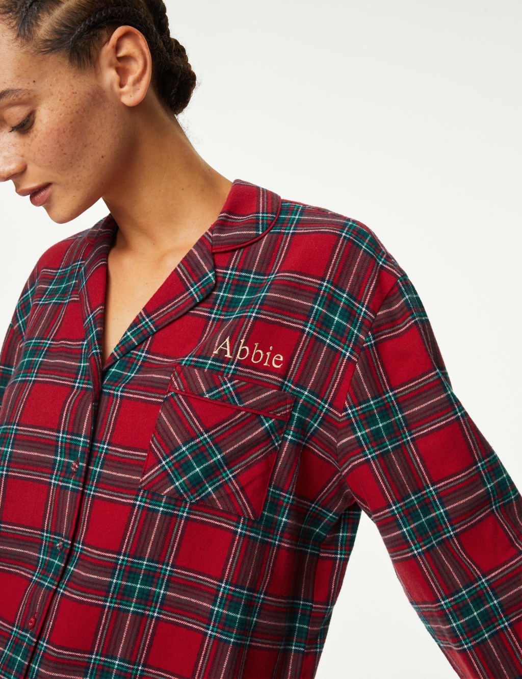 M&S Collection Personalised Women's Checked Pyjama Set - 8 - Red Mix, Red Mix