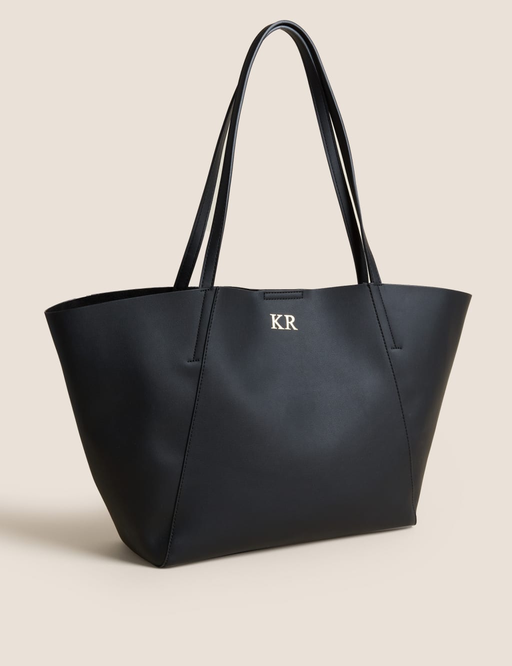 M&S Personalised Faux Leather Tote Bag Black