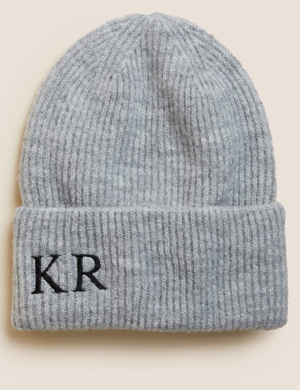 M&S Collection Personalised Women's Rib Beanie Hat - Grey, Grey,Petal Pink,Black