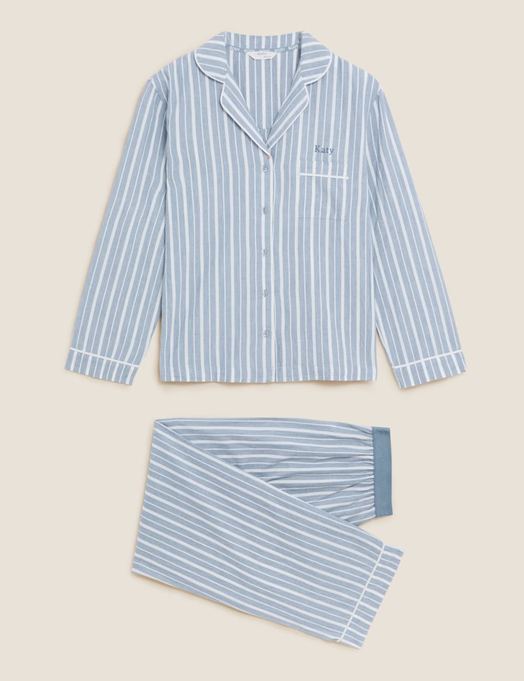 M&S Personalised Women's Revere Pyjama Set Blue Mix