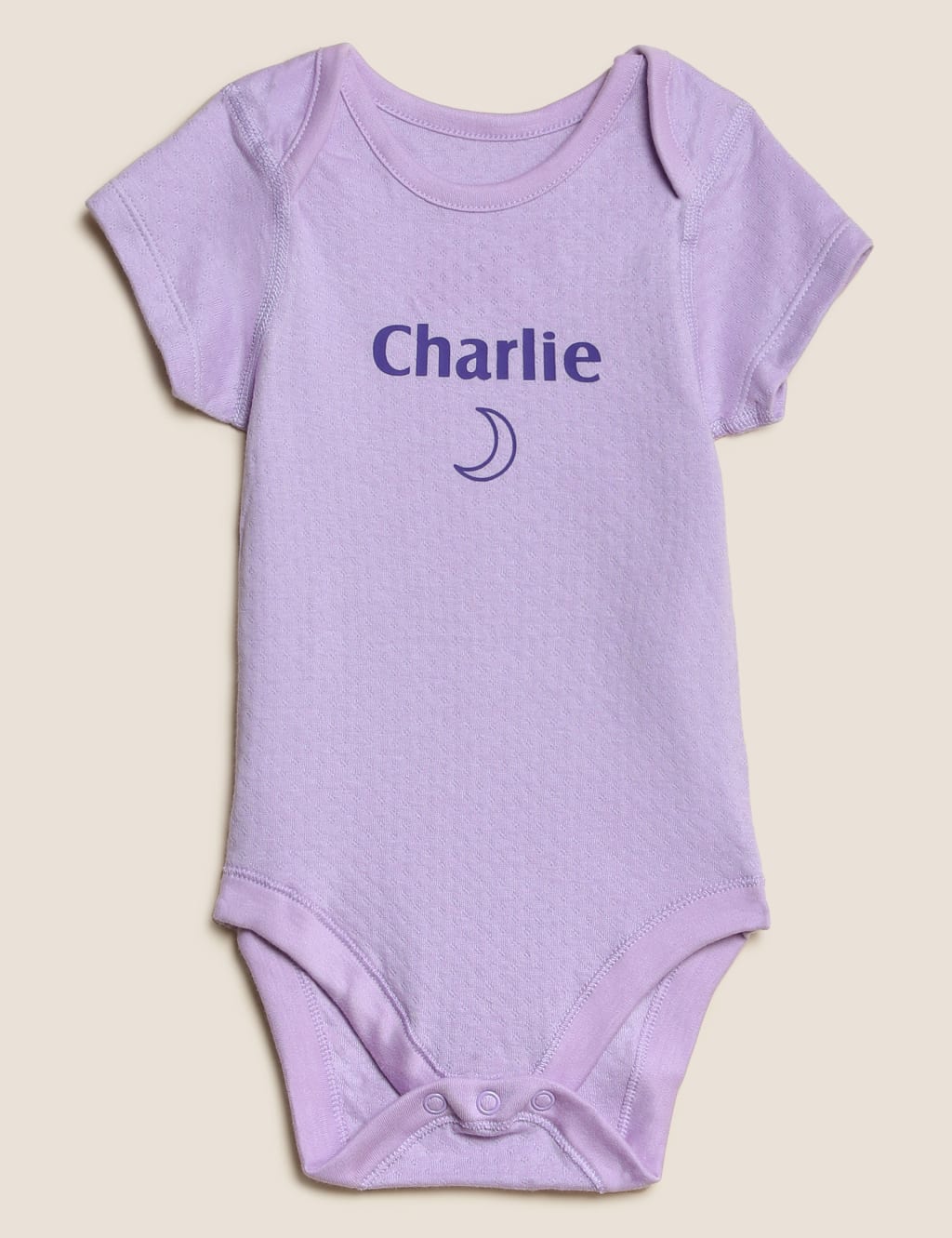 M&S Personalised Kids' Pointelle Bodysuits (6lbs-3 Yrs) Lilac