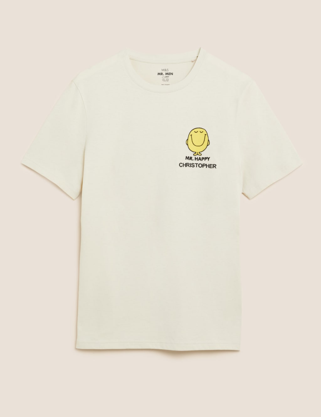 Personalised Pure Cotton Mr Happy™ T-Shirt