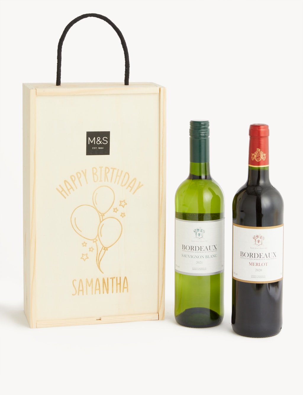 Personalised Happy Birthday Wine Gift Natural