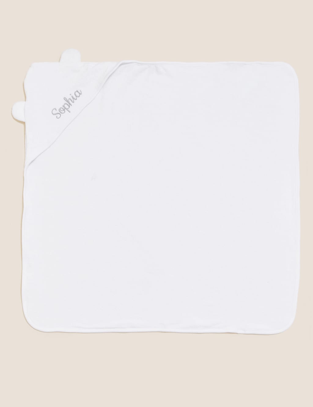 M&S Personalised Baby Cotton Hooded Towel Ivory