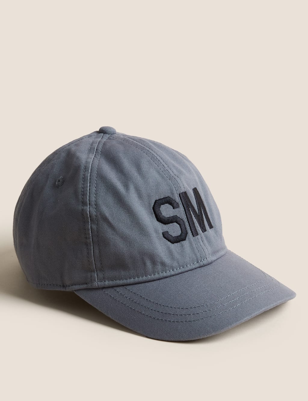 M&S Personalised Cotton Poplin Baseball Cap Grey